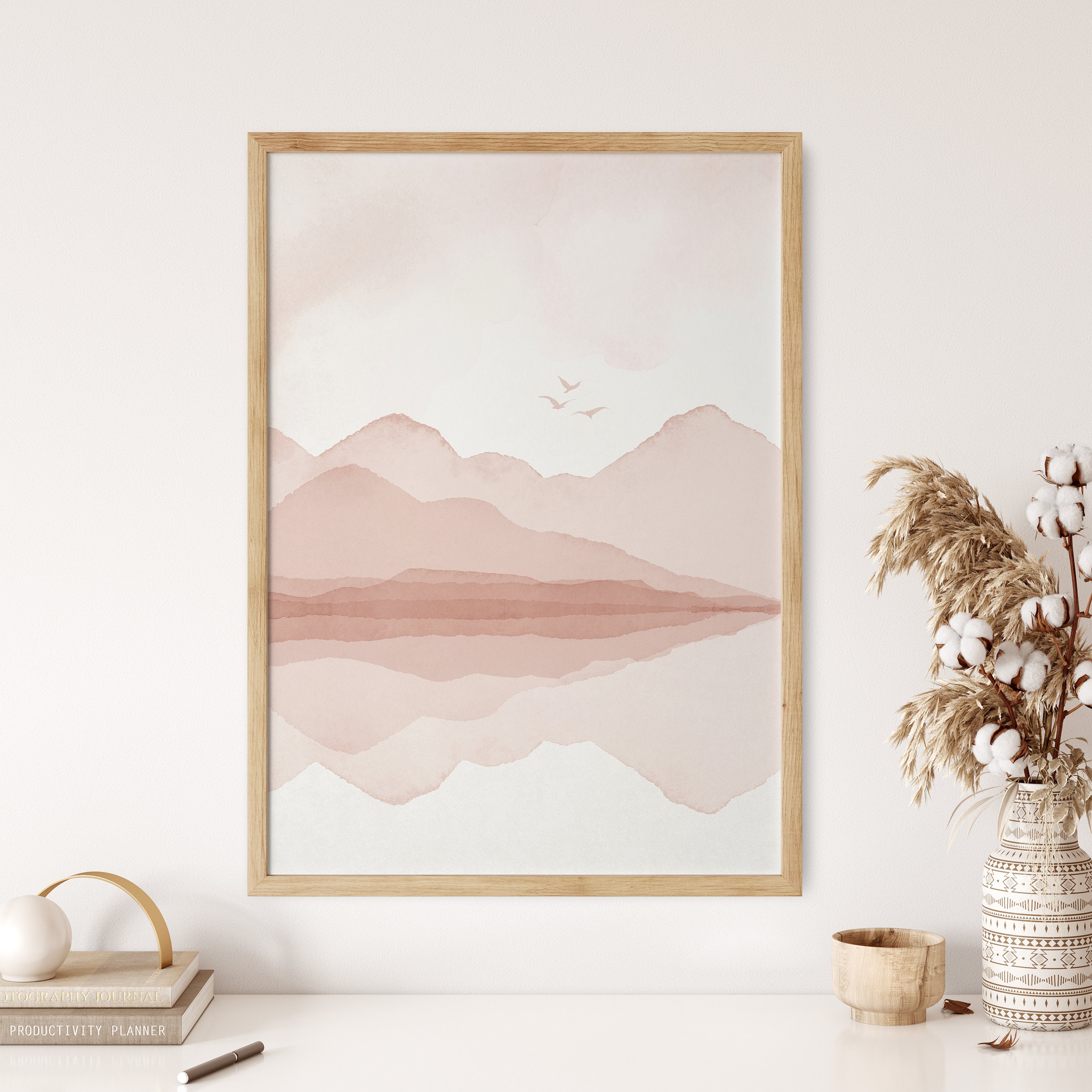 Pink Modern Boho Wall Art Abstract Modern Painting Etsy