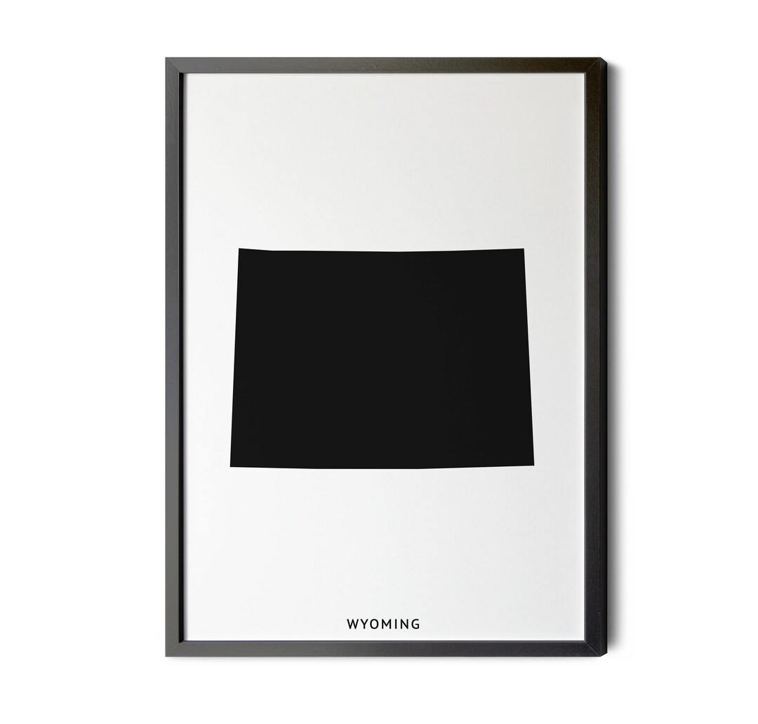 Wyoming Map, Black and White, Minimalist, Wyoming Wall Art, Wyoming ...