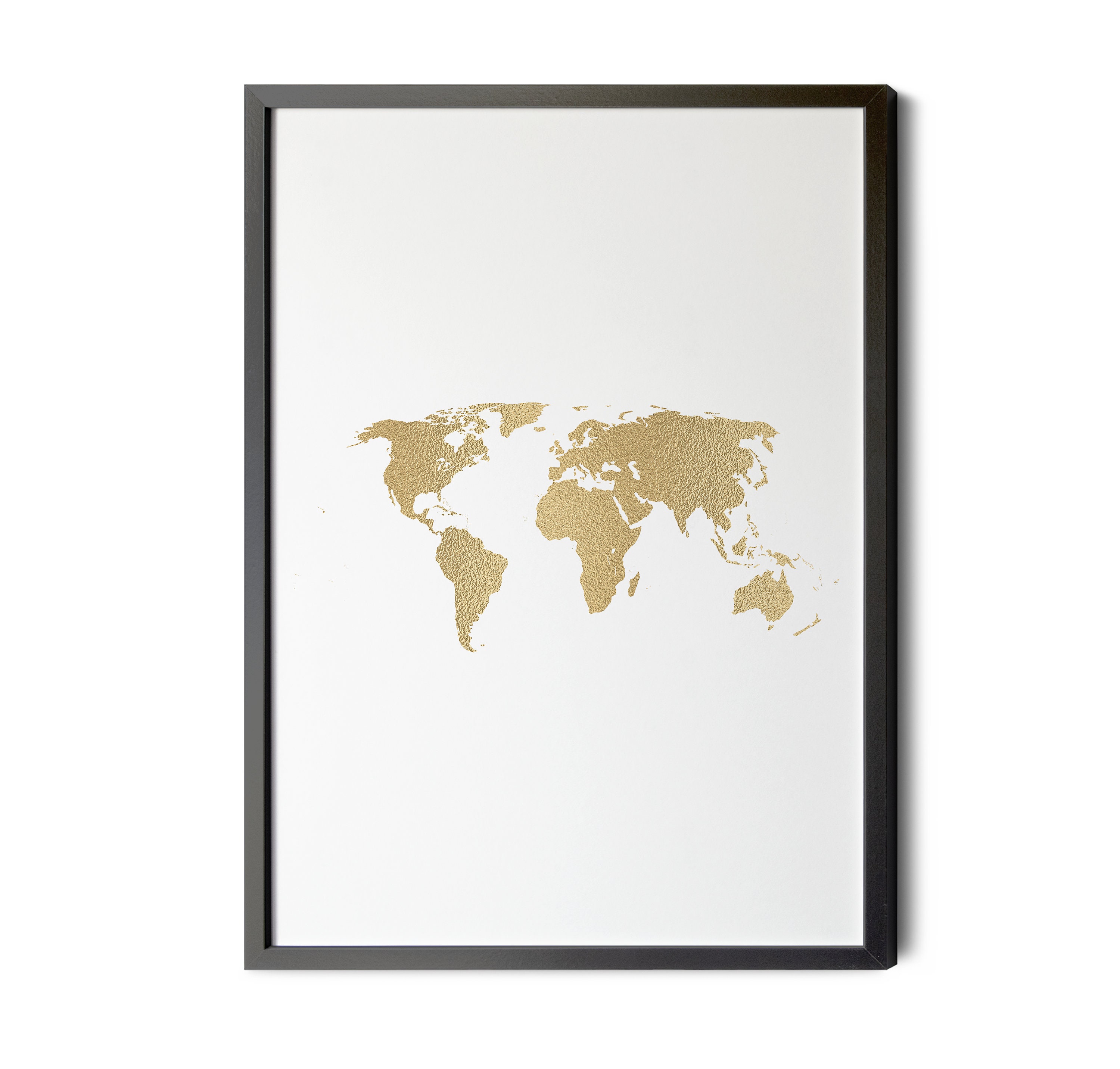 World Map Gold High Resolution Gold Foil World Map Wall - Etsy