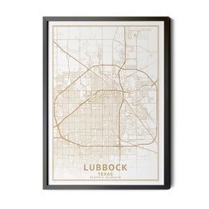 Lubbock Texas Map, High Resolution Real Gold Leaf Texture, Coordinates, Map of Lubbock, Lubbock TX, City Map, Perfect Details, Printable