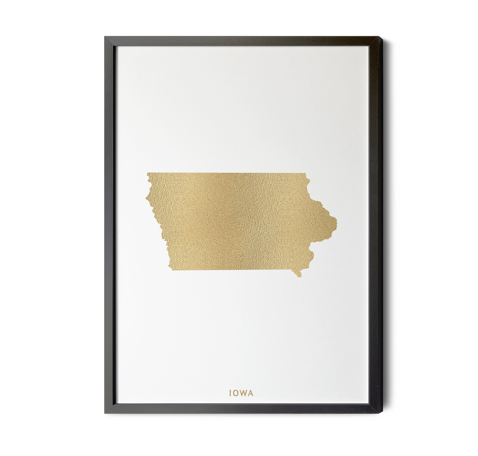 Iowa Map Gold Foil Texture Contemporary Modern Map Art Map Etsy