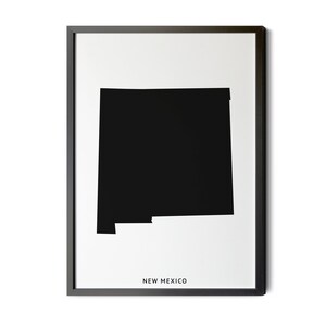 New Mexico Map, Black and White, Minimalist, New Mexico Wall Art, Map of New Mexico, New Mexico State Map, NM Map, Silhouette, Printable