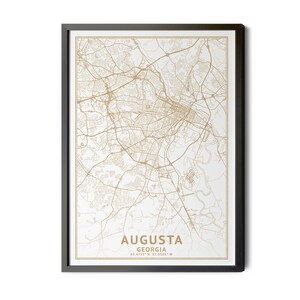Augusta Georgia Map, High Resolution Real Gold Leaf Texture, Coordinates, Map of Augusta, Augusta GA, City Map, Perfect Details, Printable