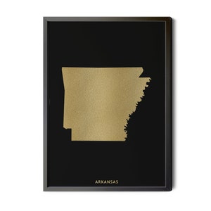 Arkansas Map, Black, Gold Foil Texture, Contemporary, Modern Map Art, Arkansas Wall Decor, AR Map, State Map Art, Silhouette, Printable