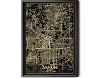 Akron OH City Limits Map Print - Etsy