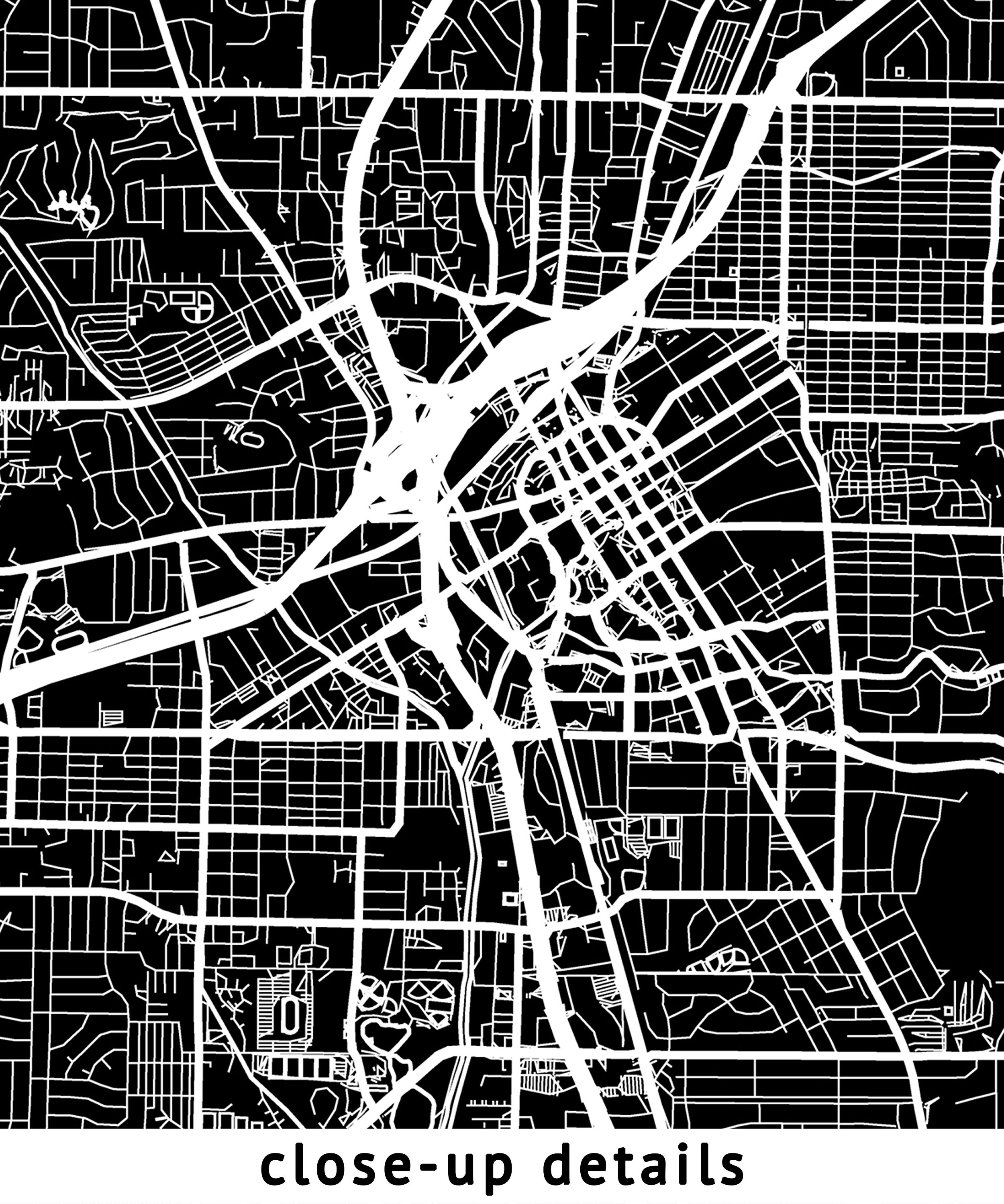 Huntsville Alabama Map, Black and White, Inverted, Coordinates, Map of ...