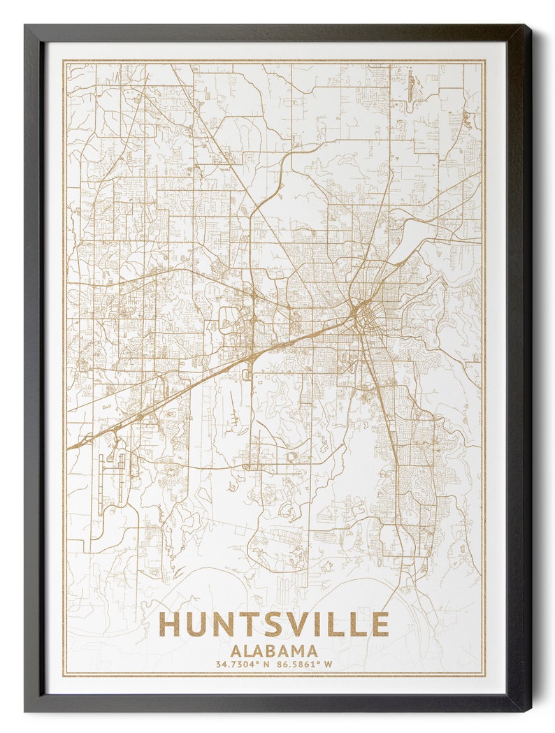 Huntsville Alabama Map High Resolution Real Gold Leaf - Etsy