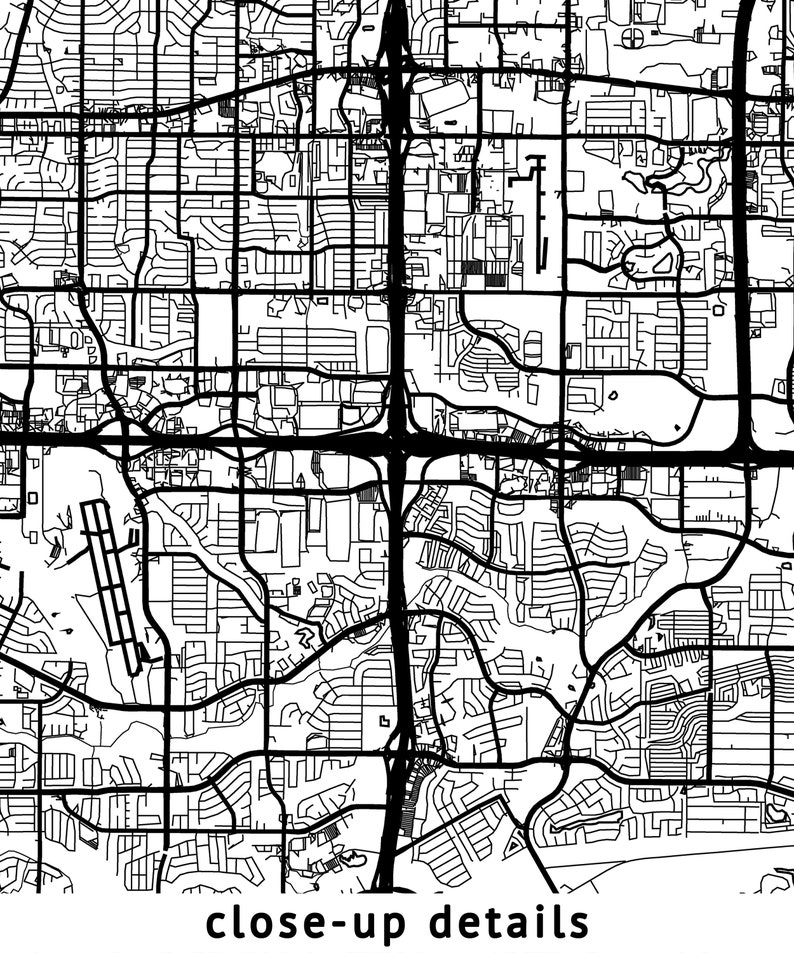 Grand Prairie Texas Map, Black and White, Coordinates, Map of Grand