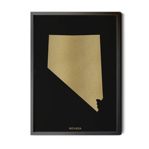 Nevada Map, Black, Gold Foil Texture, Contemporary,  Nevada Wall Art, Map of Nevada, Nevada State Map, NV Map, Nevada, Silhouette, Printable