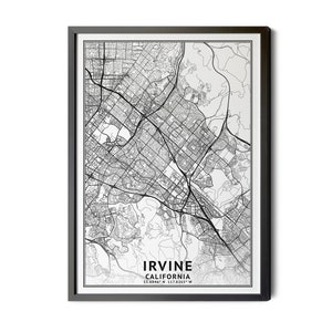 Irvine California Map, Black and White, Coordinates, Map of Irvine, Irvine CA, City Street Map, Map Art, Perfect Details, Printable