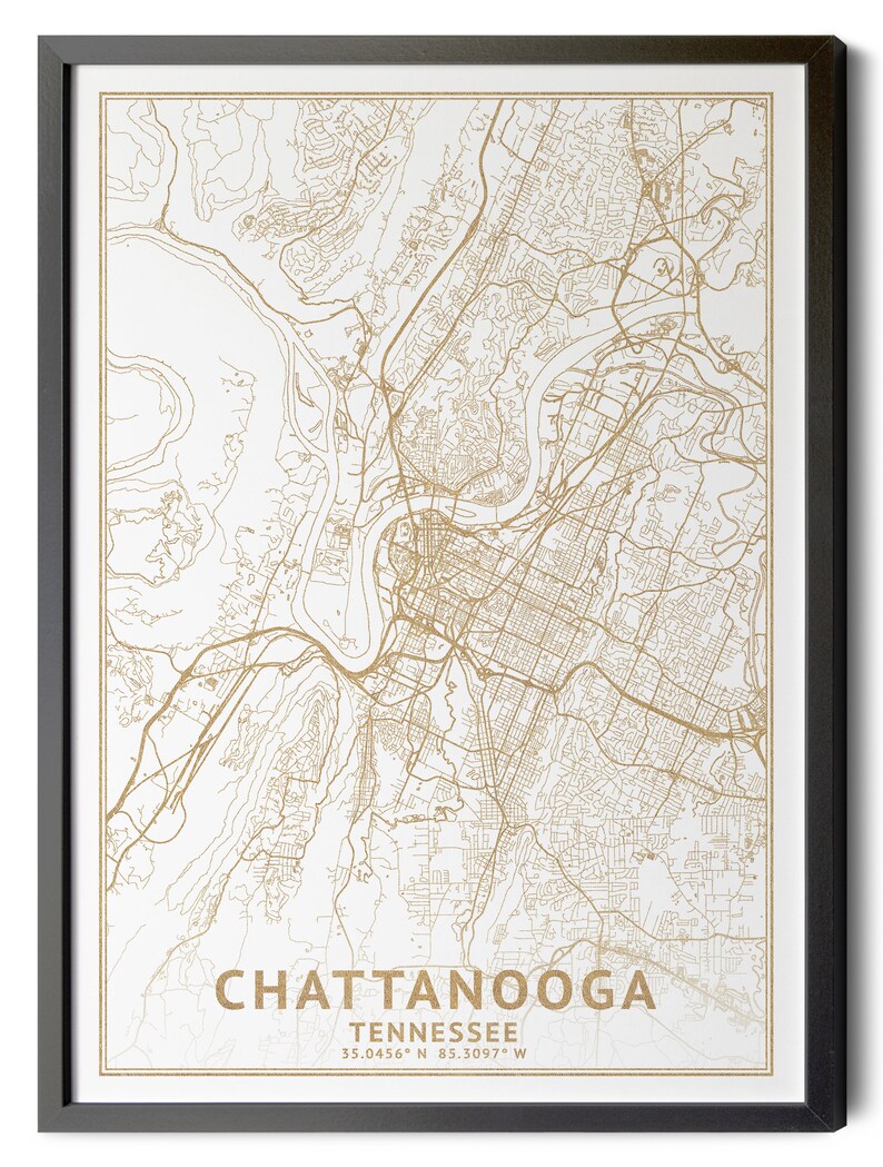 Chattanooga Tennessee Map, High Resolution Real Gold Leaf Texture ...