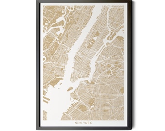 New York City Map, Gold Glitter Texture, New York City Poster, Map of New York, New York Canvas, Modern Map Art, City Street Map, Printable