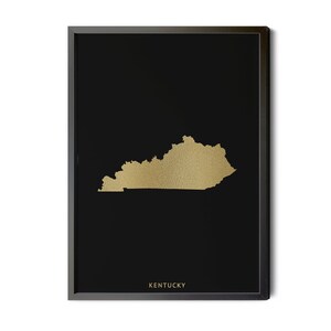 Kentucky Map, Black, Gold Foil Texture, Contemporary, Modern Map Art, Kentucky Wall Art, Map of Kentucky, KY Map, Silhouette, Printable
