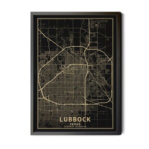 Lubbock Texas Map, Black, High Resolution Real Gold Leaf Texture, Coordinates, Map of Lubbock, Lubbock TX, Perfect Details, Printable