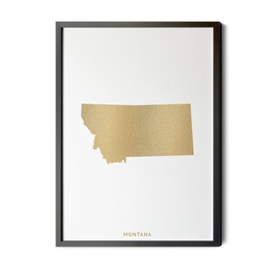 Montana Map, Gold Foil Texture, Contemporary, Montana Wall Art, Map of Montana, Montana State Map, MT Map, Montana, Silhouette, Printable