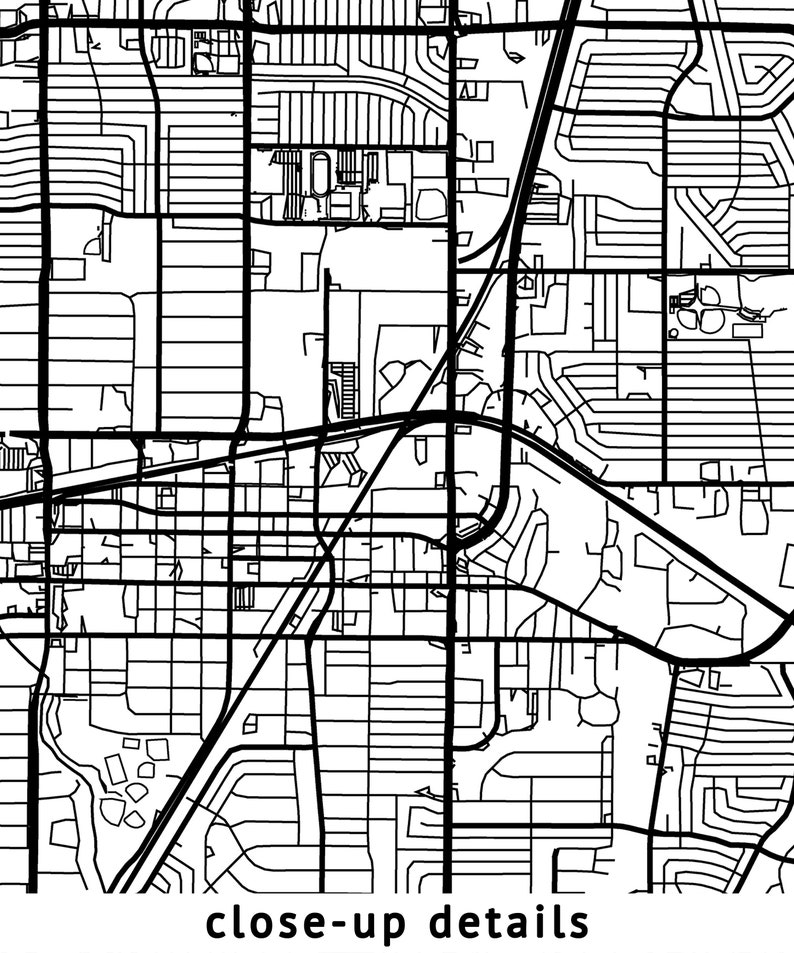 Garland Texas Map Black and White Coordinates Map of Etsy