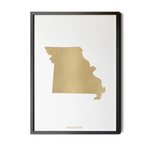 Missouri Map, Gold Foil Texture, Contemporary, Missouri Wall Art, Map of Missouri, Missouri State Map, MO Map, Silhouette, Printable