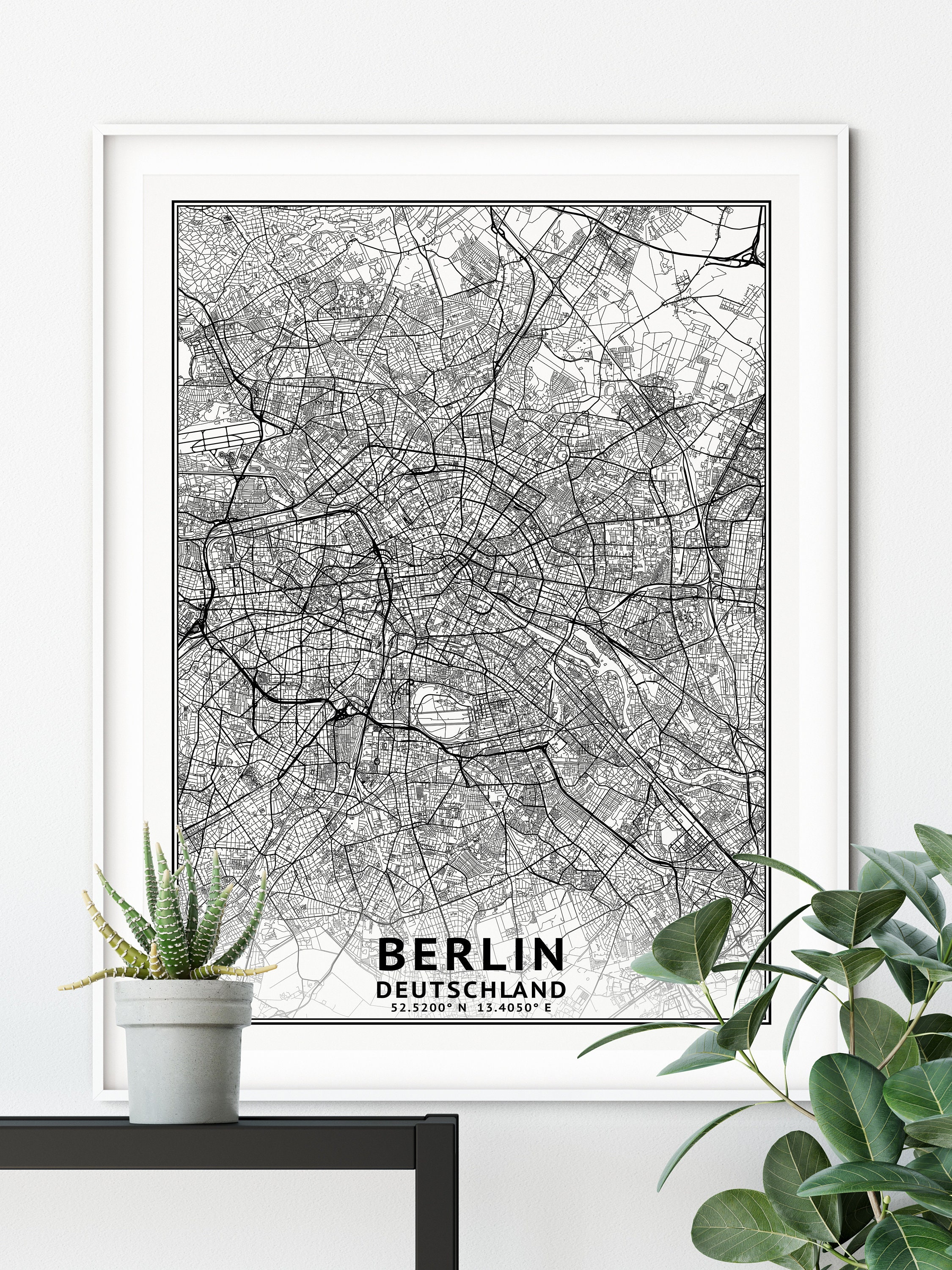 Berlin Germany Map, Berlin Deutschland Map, Black and White ...