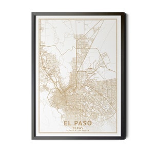 El Paso Texas Map, High Resolution Real Gold Leaf Texture, Coordinates, Map of El Paso, El Paso TX, City  Map, Perfect Details, Printable
