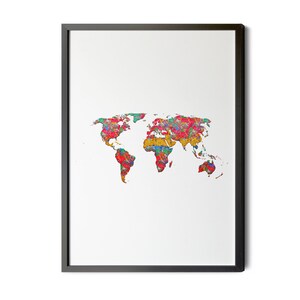 World Map, Paint, Multicolored, Colorful, World Map Wall Art, Hi Resolution, Map of The World, Map Poster, Map Print, Map Art, Printable