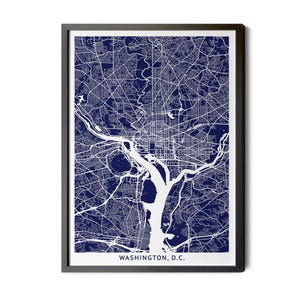 Washington DC Map, Navy Blue, Washington DC Poster, City Street Map Art, Map of Washington DC, Perfect Details, Printable