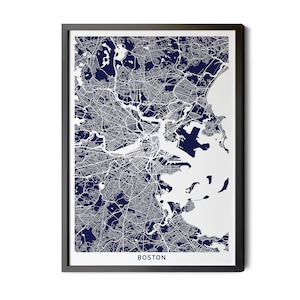 Boston Map, Navy Blue, Boston Massachusetts Map Wall Art, Map of Boston, Boston Poster, Boston Canvas, Boston Map Wall Art, Printable