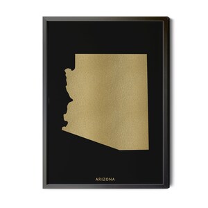 Arizona Map, Black, Gold Foil Texture, Contemporary, Modern Map Art, Arizona Wall Decor, Arizona State, Map Art, Silhouette, Printable Map