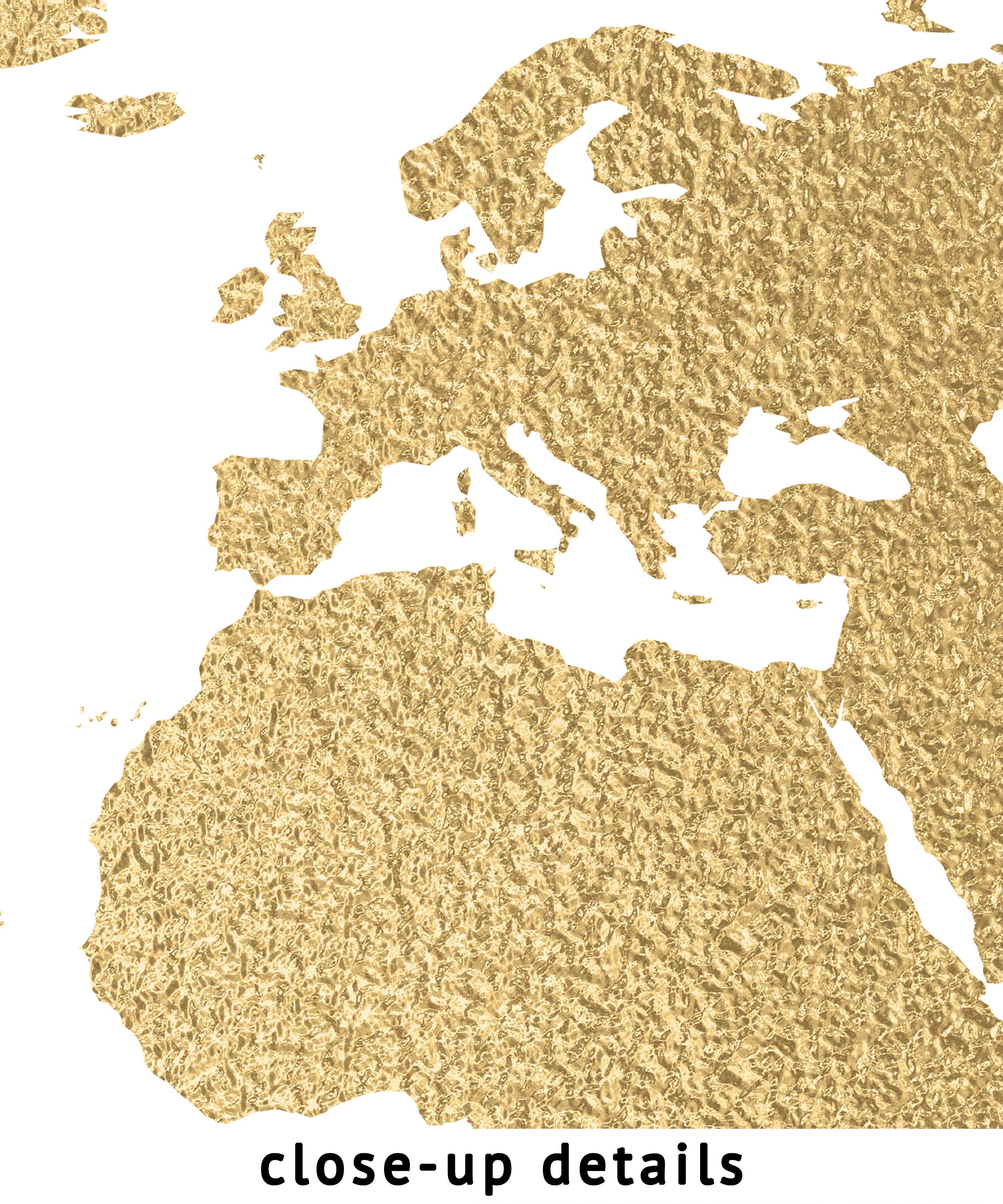 World Map Gold High Resolution Gold Foil World Map Wall - Etsy