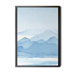 Blue Wall Art, Modern Painting, Abstract Landscape, Watercolor Abstract, Contemporary Art, Printable Wall Art, up to Large Wall Art Sizes