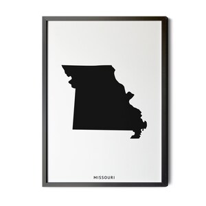 Missouri Map, Black and White, Minimalist, Missouri Wall Art, Map of Missouri, Missouri State Map, MO Map, Missouri, Silhouette, Printable