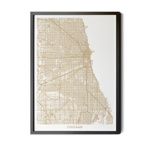 Chicago Illinois Map, High Resolution Real Gold Leaf Texture, Map of Chicago, Chicago IL Map Poster, City Map, Perfect Details, Printable