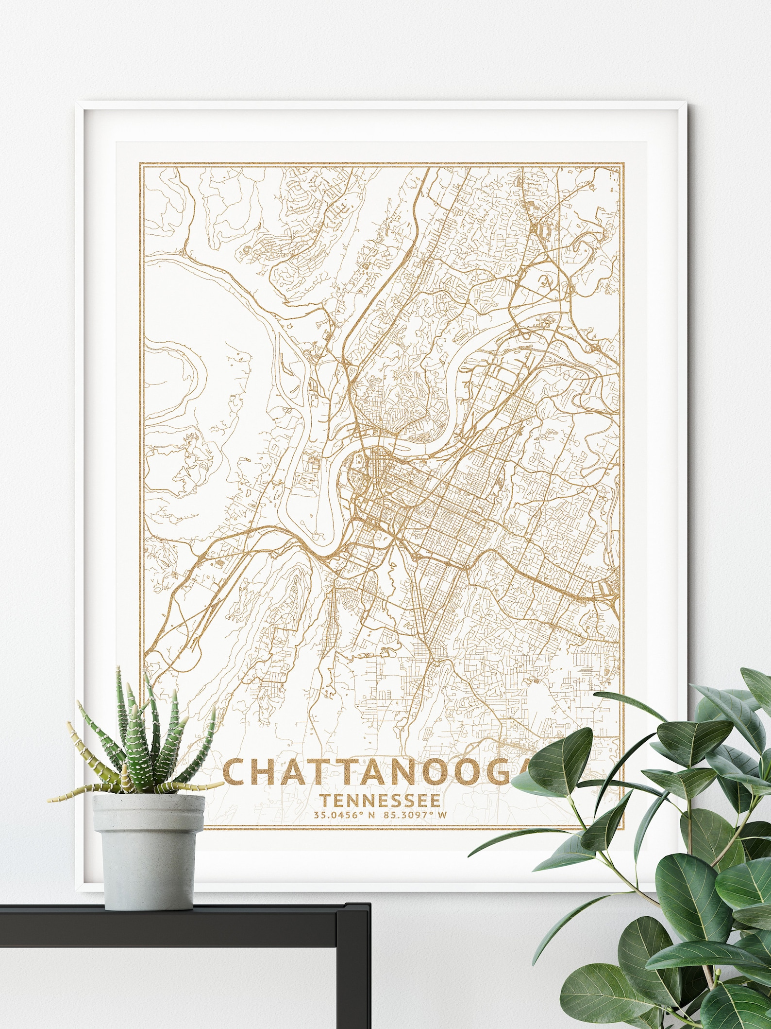 Chattanooga Tennessee Map, High Resolution Real Gold Leaf Texture ...