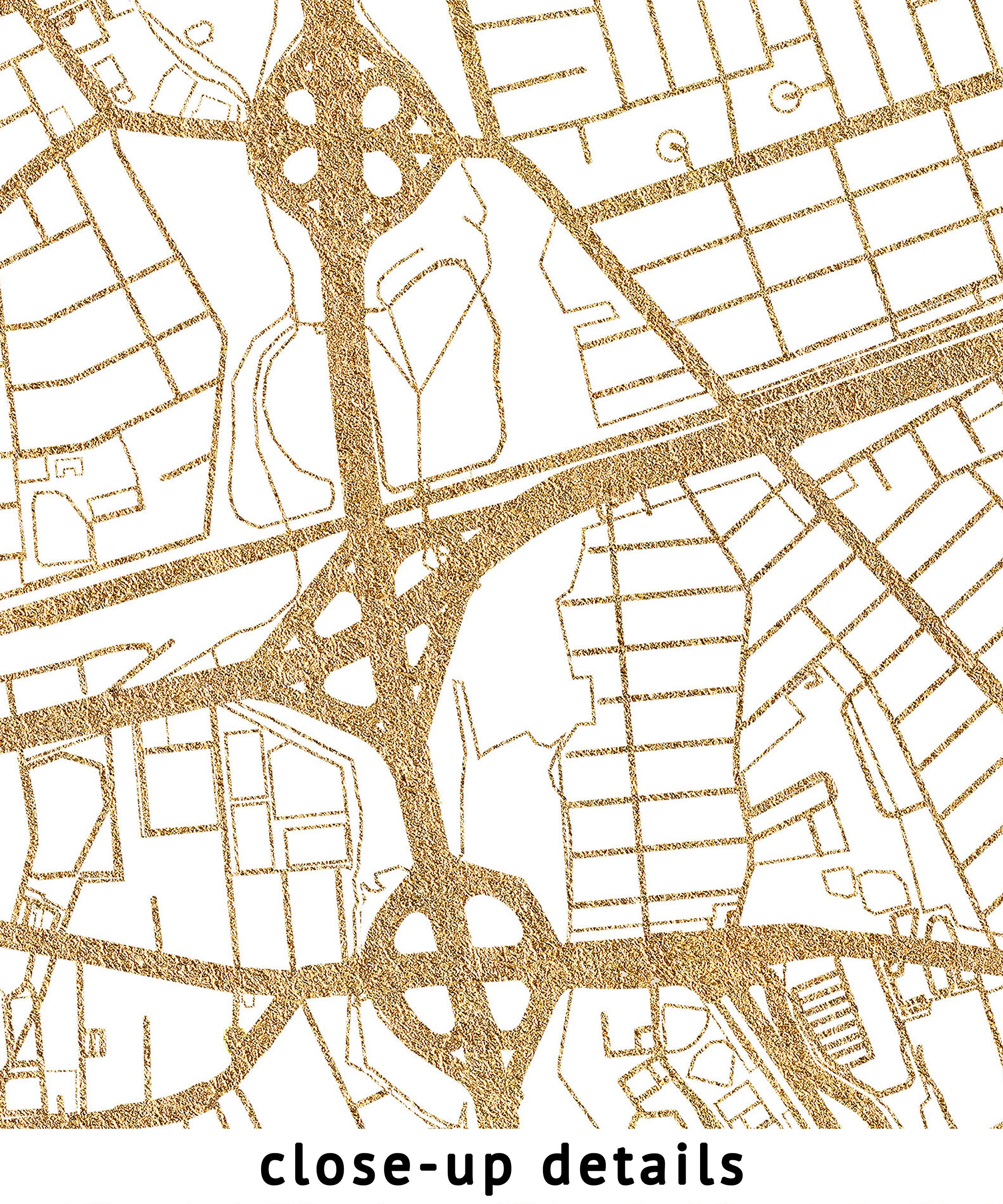 Freeport New York Map, High Resolution Real Gold Leaf Texture