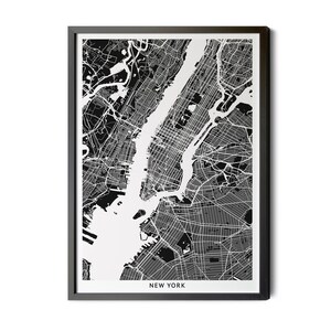 New York City Map, Black and White, New York City Poster, Map of New York, New York Canvas, Modern Map Art, City Street Map Art, Printable