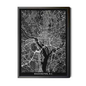 Washington DC Map, Black and White, Inverted, Washington DC Poster, City Street Map Art, Map of Washington DC, Perfect Details, Printable