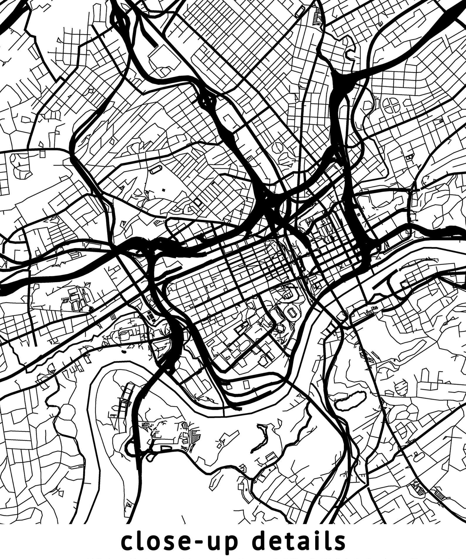Knoxville Tennessee Map, Black and White, Coordinates, Map of Knoxville ...