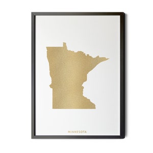 Minnesota Map, Gold Foil Texture, Contemporary, Minnesota Wall Art, Map of Minnesota, Minnesota State Map, MN Map, Silhouette, Printable