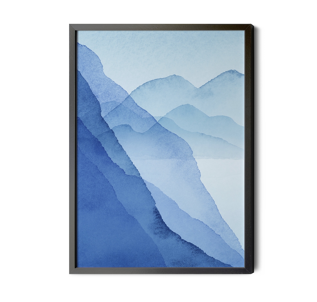 Blue Abstract Wall Art, Modern Painting, Contemporary Art, Watercolor