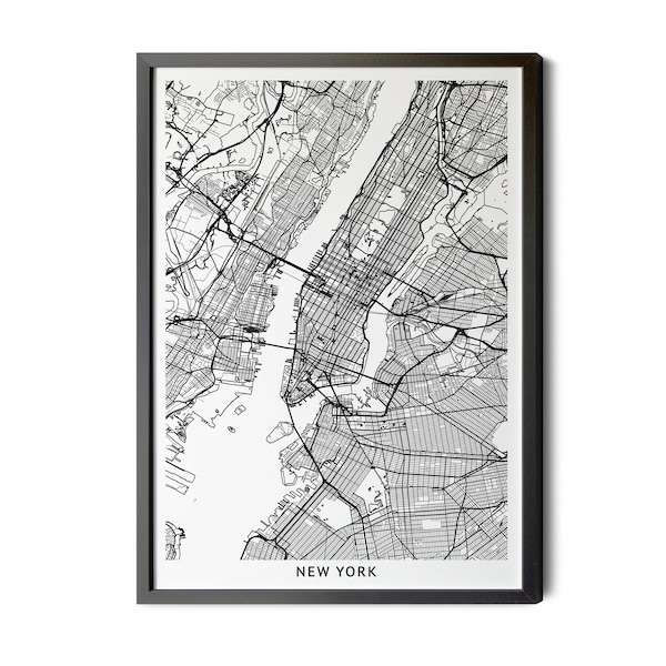 New York City Map, Black and White, New York City Print, New York City Poster, Map of New York, NYC Poster, Manhattan Print, Printable Map