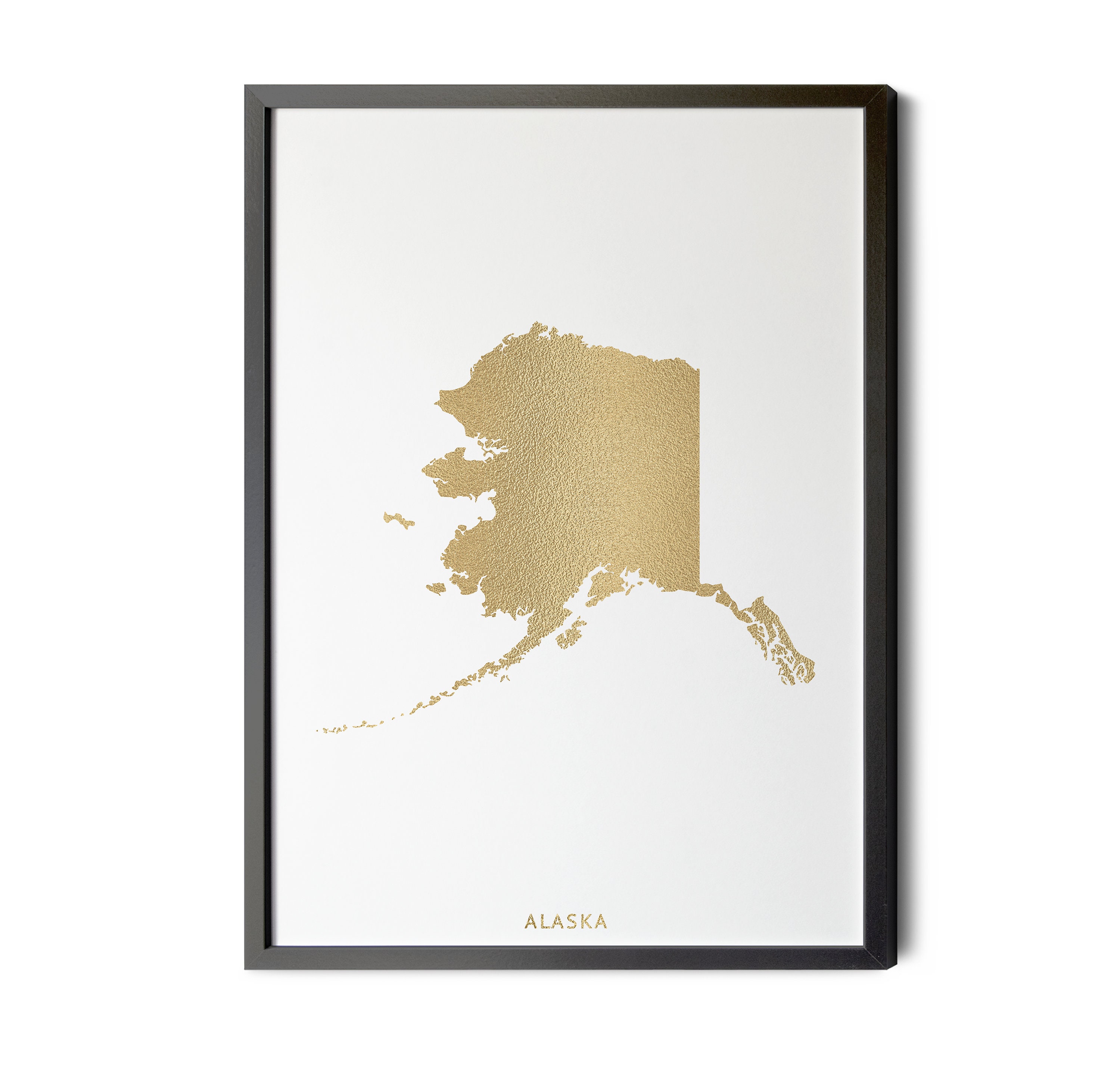 Alaska Map Gold Foil Texture Modern Map Art Contemporary Etsy