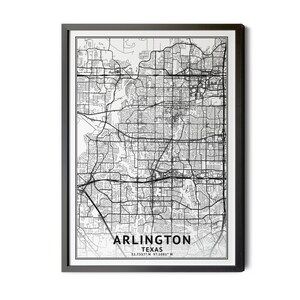 Arlington Texas Map, Black and White, Coordinates, Map of Arlington, Arlington TX, Map Art, City Street Map, Perfect Details, Printable