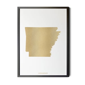 Arkansas Map, Gold Foil Texture, Contemporary, Modern Map Art, Arkansas Wall Decor, AR Map, State Map Art, Silhouette, Printable Map