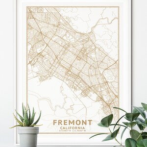 Fremont California Map, High Resolution Real Gold Leaf Texture ...