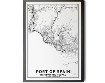 Port of Spain Map Print: Trinidad & Tobago City Street Art (Digital Download)