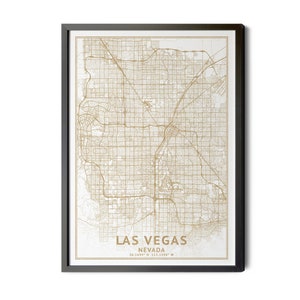 Las Vegas Nevada Map, High Resolution Real Gold Leaf Texture, Coordinates, Map of Las Vegas, Las Vegas NV, Perfect Details, Printable