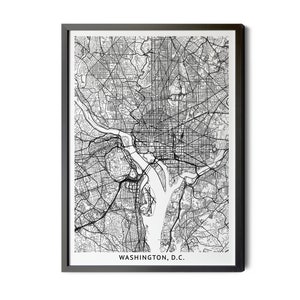 Washington DC Map, Black and White, Washington DC Poster, City Street Map Art, Map of Washington DC, Perfect Details, Printable