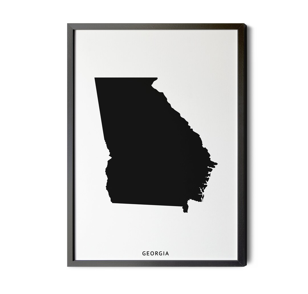 Georgia Map, Black and White, Minimalist, Georgia Map Wall Art, Map of
