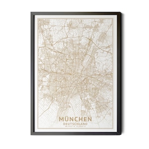 Munich Germany Map, München Deutschland Map, High Resolution Real Gold Leaf Texture, Map of Munich, Coordinates, Perfect Details, Printable