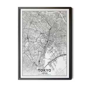 Tokyo Japan Map, Black and White, Coordinates, Map of Tokyo, Tokyo JPN, City Street Map, Map Art, Perfect Details, Printable