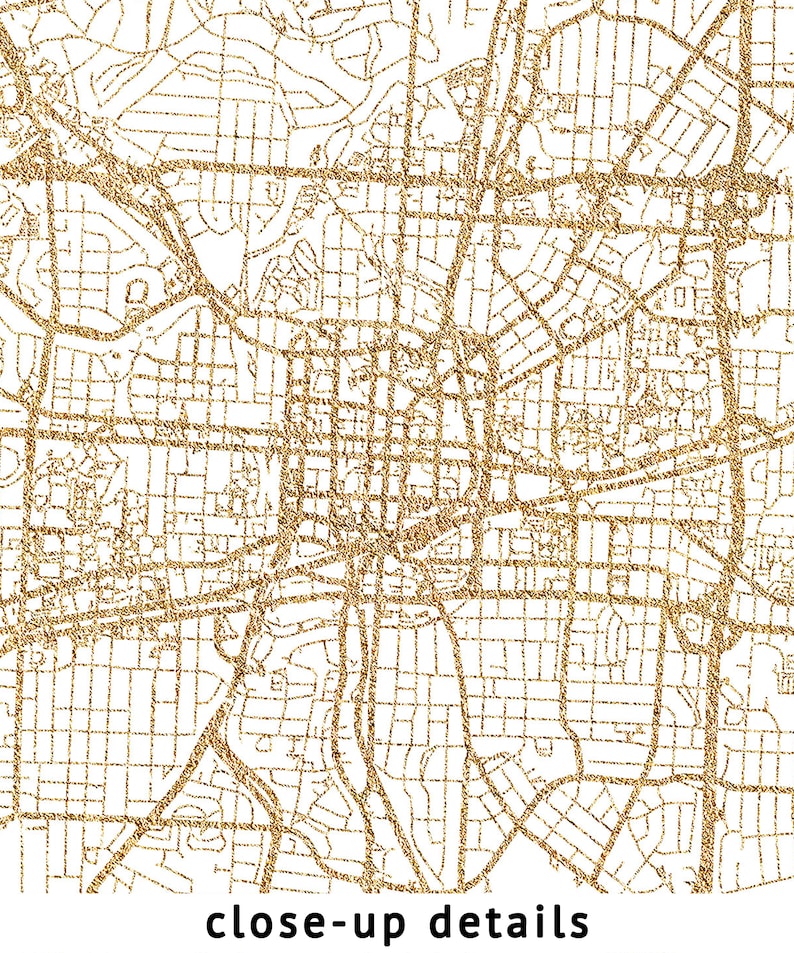Greensboro North Carolina Map, High Resolution Real Gold Leaf Texture, Coordinates, Map of ...